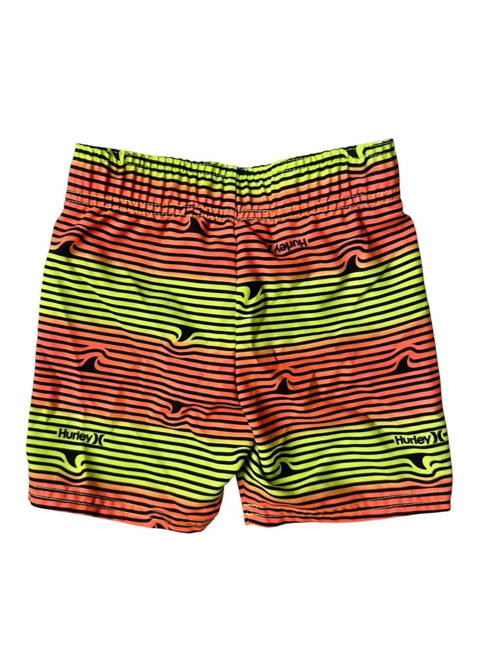 Hurley Toddler Boys Orange green lined UPF 50+ swim trunks